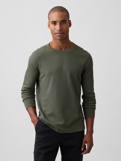 Waffle-Knit Crewneck T-Shirt