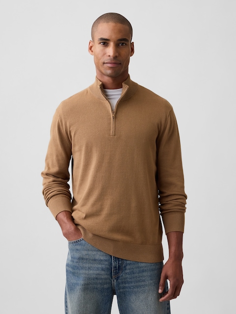 Relaxed Mockneck Quarter-Zip Sweater