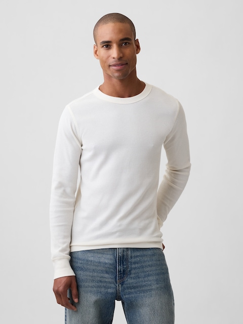 Waffle-Knit Crewneck T-Shirt