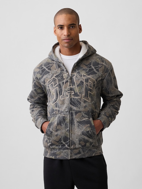 Relaxed Gap Logo Sherpa-Lined Zip Hoodie