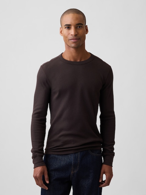 Waffle-Knit Crewneck T-Shirt