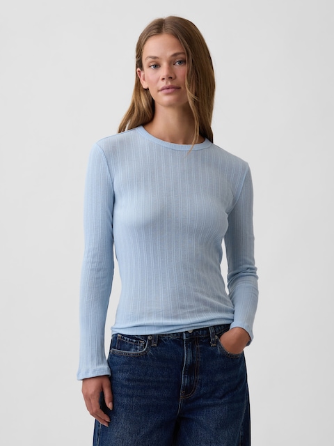 Essential Ribbed Pointelle T-Shirt