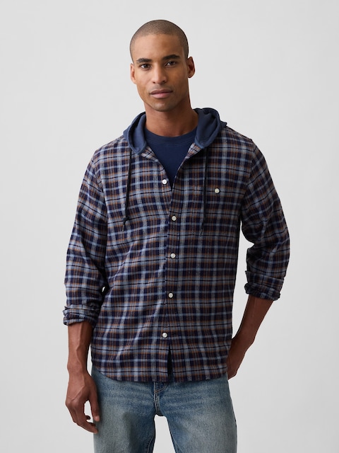 Hooded Flannel Shirt in Standard Fit