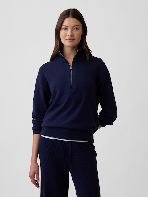 CashSoft Half-Zip Mockneck Sweater