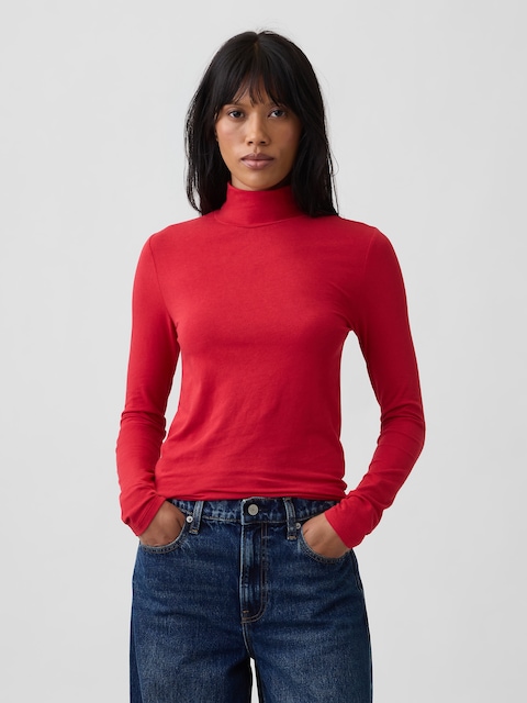 Stretch Jersey Mockneck T-Shirt