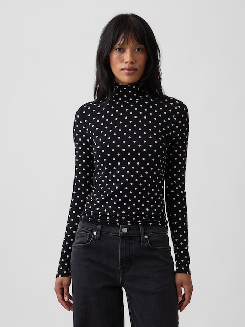 Stretch Jersey Mockneck T-Shirt