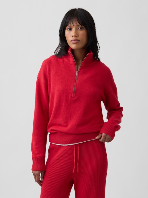 CashSoft Half-Zip Mockneck Sweater