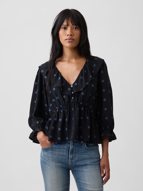Satin Ruffle Top
