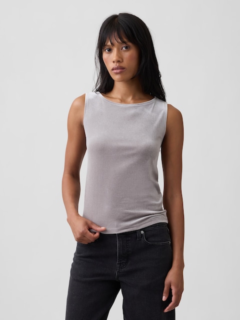 Sleeveless Velour Top