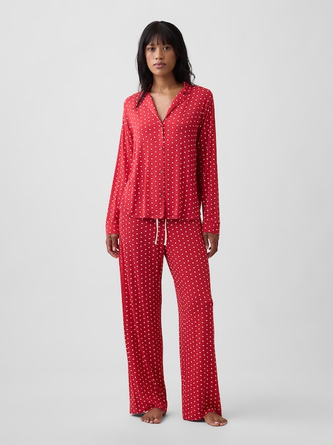 Print Modal Straight-Leg PJ Pants
