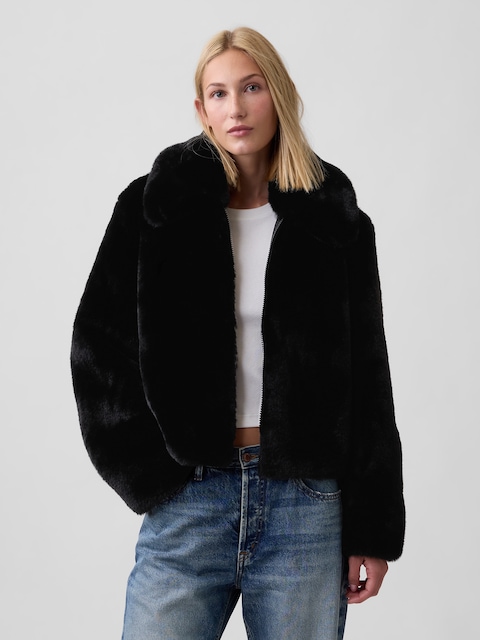 100% Recycled Relaxed Faux-Fur Jacket