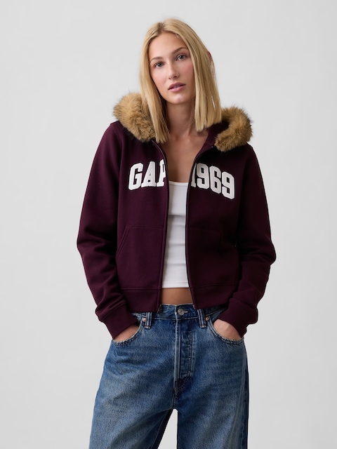 Gap 1969 Cropped Logo Zip Hoodie