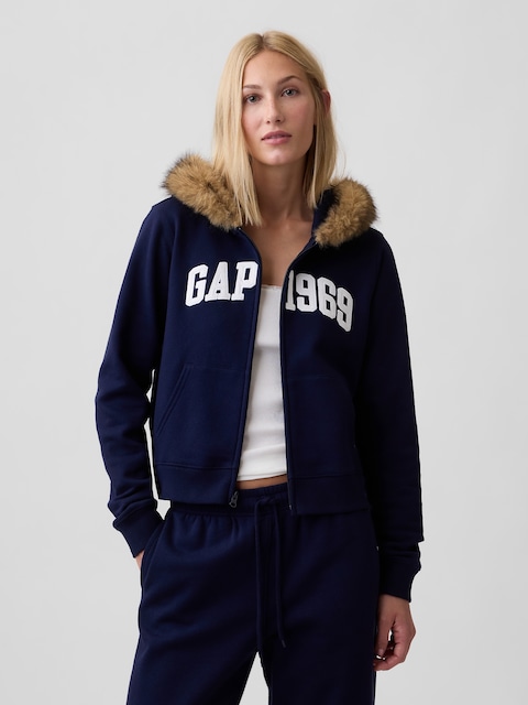 Gap 1969 Cropped Logo Zip Hoodie