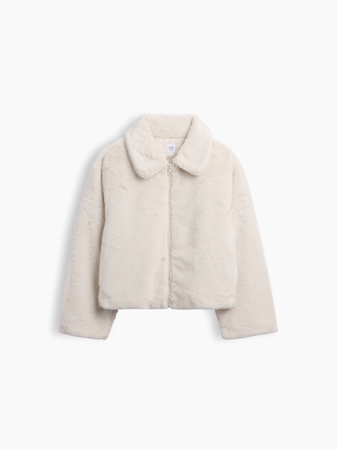Kids Collared Faux-Fur Jacket