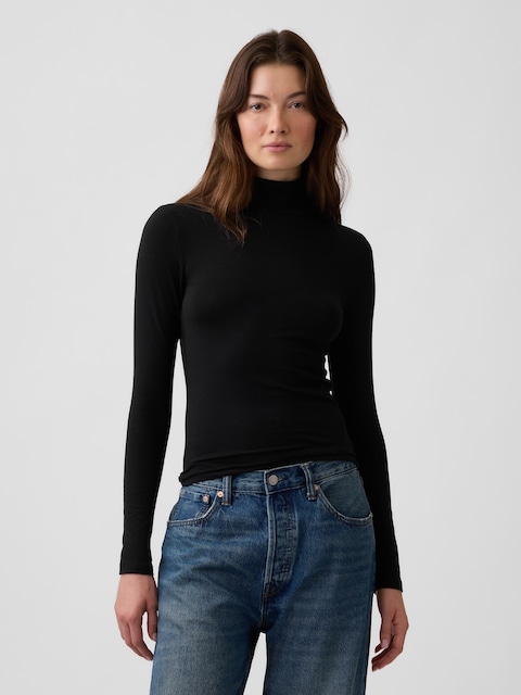 Stretch Jersey Mockneck T-Shirt