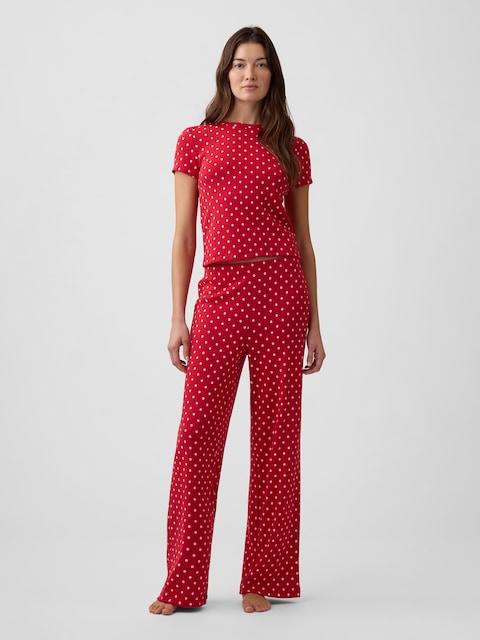 Pointelle Straight-Leg PJ Pants