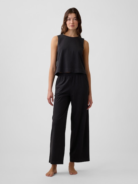 Heavyweight Pull-On Wide-Leg Crop Pants