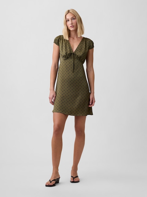 Cap Sleeve V-Neck Mini Dress
