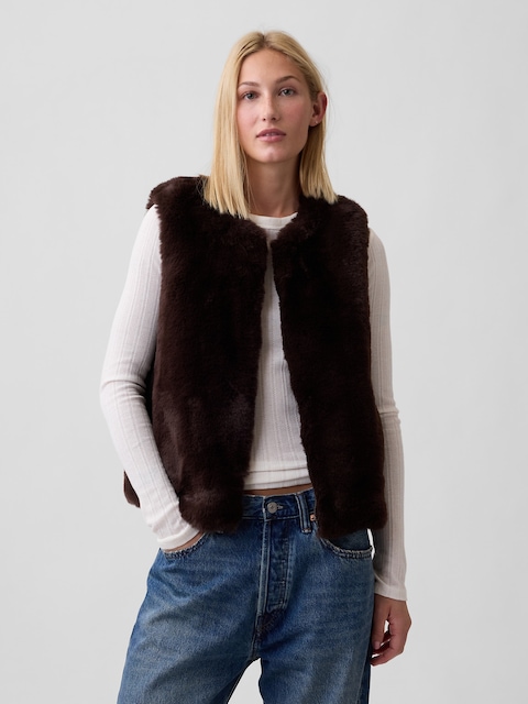 100% Recycled Relaxed Faux-Fur Vest