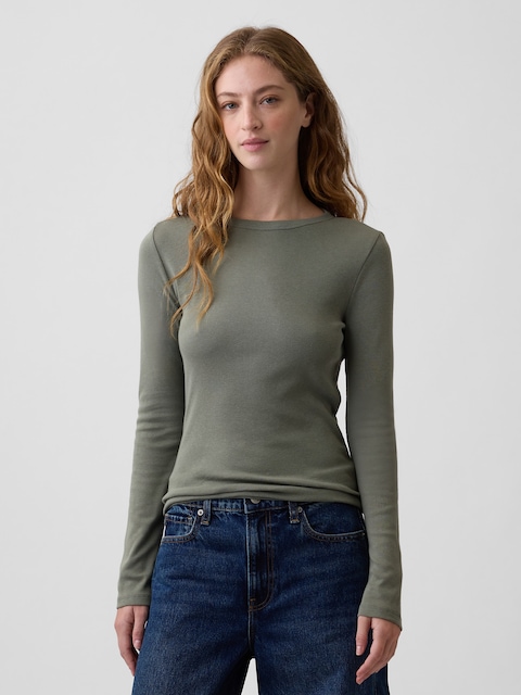 Modern Ribbed Crewneck T-Shirt
