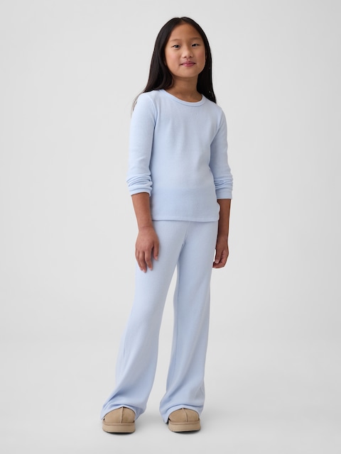 Kids Recycled Waffle-Knit Flare Leggings