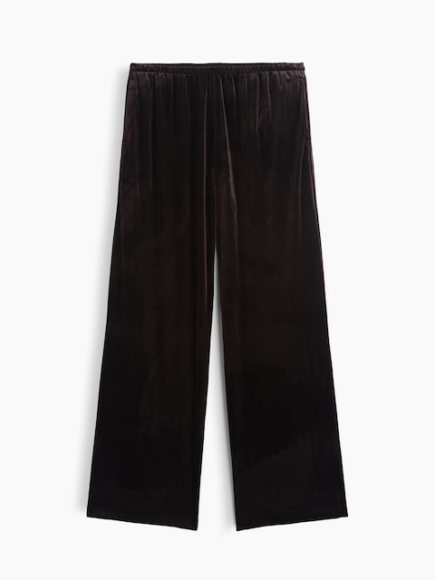 Recycled Velour Pull-On Wide-Leg Pants